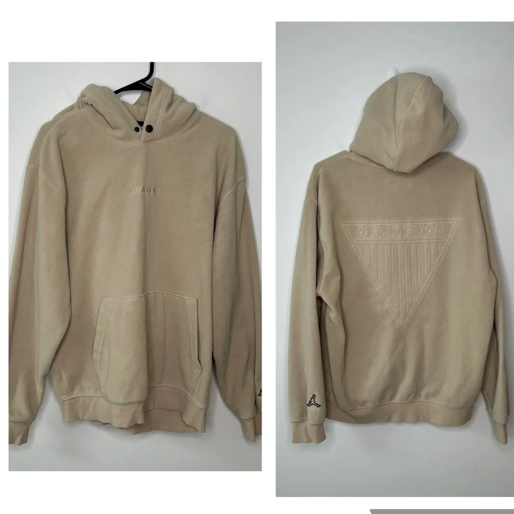 Nike Air Jordan Statement Fleece Hoodie Mens Size Medium Beige Pullover